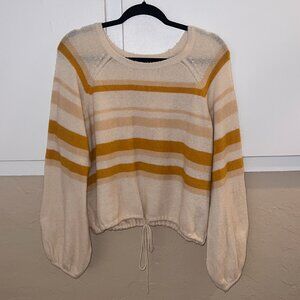 Cream and yellow striped sweater from Amuse Society